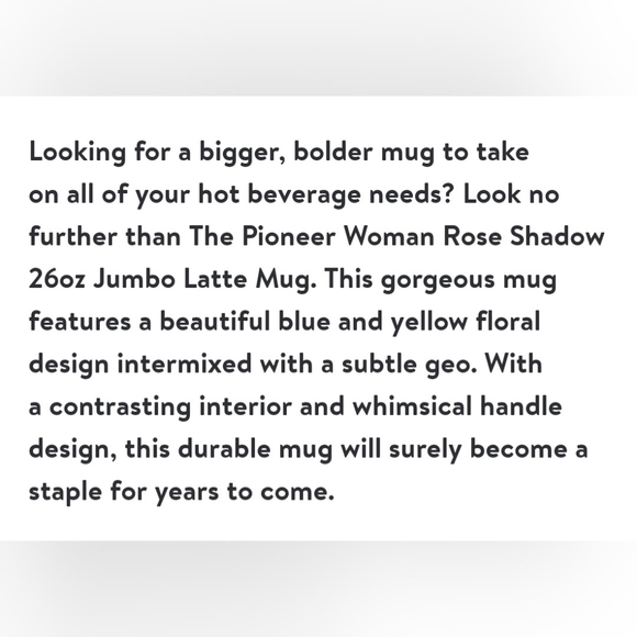 THE PIONEER WOMAN ROSE SHADOW JUMBO 26OZ LATTE MUG SET - Picture 7 of 8